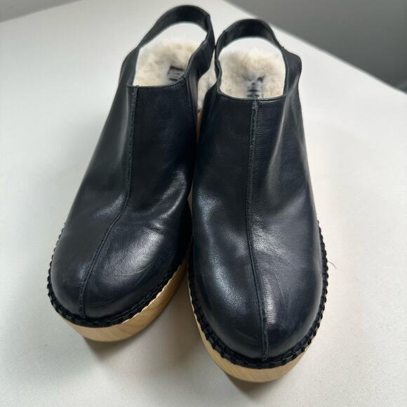 Silent D Clogs NWOB Fur Lined Size 41/ US 10 Black Wood Anthropologie - Picture 8 of 9